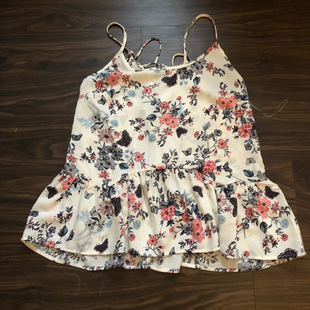 light cream floral tank top